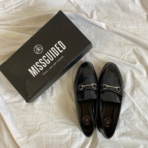 MISSGUIDED patent faux leather croc loafers